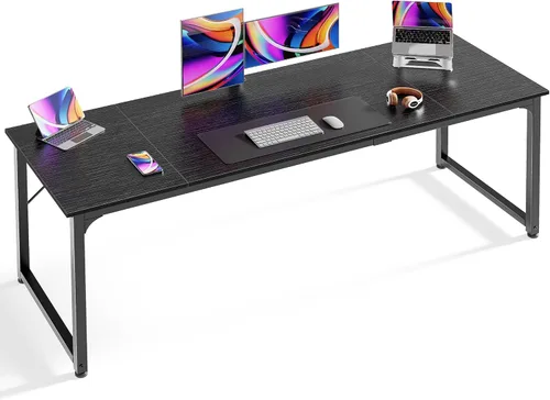 Miniatura 35 de Huuger - Escritorio de oficina moderno y sencillo, escritorio para juegos de 40 pulgadas con almacenamiento, marco de metal negro, amplio espacio