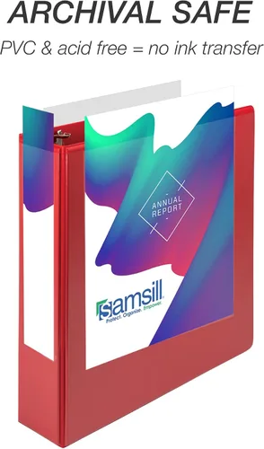 Miniatura 148 de Samsill - Carpeta duradera de 5 pulgadas, fabricada en los Estados Unidos, con anillos en D, transparente y personalizable, color blanco