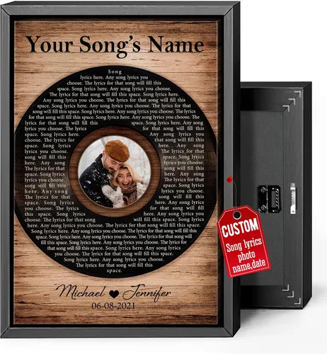 Miniatura 24 de H-DEWALL Lienzo personalizado con letras de canciones enmarcado, regalos para ella, obra de arte para el dormitorio, lienzo musical personalizado