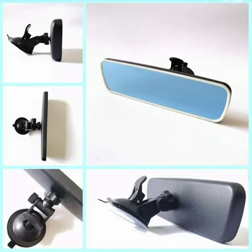 Miniatura 2 de Espejo retrovisor, espejo HD antirreflejo de 9.56 pulgadas, espejo retrovisor universal para interior del automóvil con ventosa ajustable y diseño