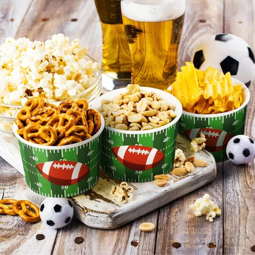 Miniatura 2 de Cuenco de papel para aperitivos de fútbol, cuencos de fútbol para el día del juego, suministros para fiestas, cuenco de fútbol de 9 onzas, cuenco
