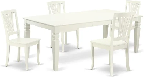Miniatura 13 de East West Furniture LGAV5-BCH-W - Juego de cocina de 5 piezas que incluye una mesa de comedor rectangular con hoja de mariposa y 4 sillas de asiento