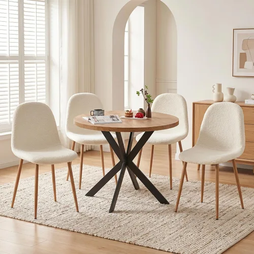 Miniatura 8 de Howtek Juego de mesa de comedor de 5 piezas, mesa de comedor rectangular moderna con 4 sillas de comedor de terciopelo, juego de mesa de cocina que