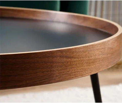 Miniatura 4 de Mesa de Centro Round Nesting Coffee Table Set of 2 Small Round Side Table Wooden Sofa Table with Metal Legs for Living Room Apartment Tea Table