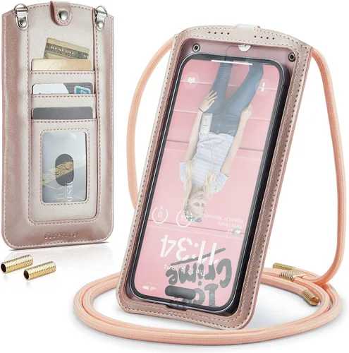 Bolso cruzado pequeño para teléfono celular para mujeres y hombres, mini bolso de hombro de cuero, estuche tipo billetera con ranura para tarjetas y