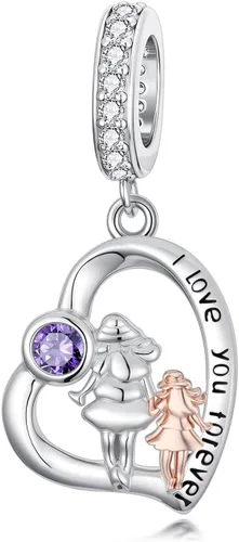 Miniatura 201 de PROESS Dije para padre, madre e hija, pulsera de plata de ley para pulseras, regalos de cumpleaños, día de San Valentín, para hija, madre, amante