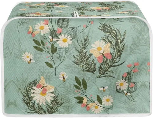 Miniatura 34 de Cubierta acolchada de poliéster para tostadora de tablero de madera de girasol para tostadora de dos rebanadas, protección contra el polvo