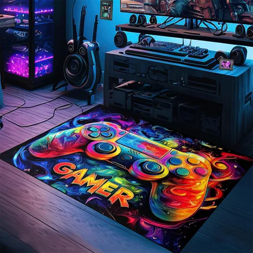 Miniatura 12 de Alfombra de videojuegos para habitación de niños, alfombra de control de videojuegos, decoración de habitación de jugadores para niños, adolescentes