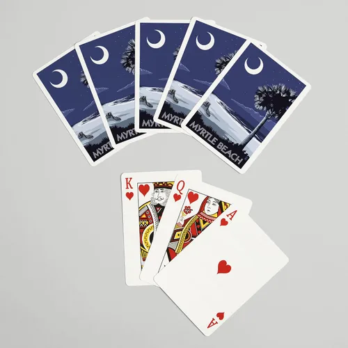 Miniatura 7 de Lantern Press Myrtle Beach, Carolina del Sur, Palmetto Moon (52 cartas de juego, baraja de cartas de tamaño póquer con comodines)
