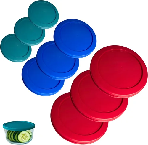 Miniatura 26 de Tapas/Cubiertas de repuesto naranja, azul, rojo de 2, 4 y 7 tazas para cuencos de almacenamiento Pyrex, Anchor Hocking y KlareWare *Solo tapas