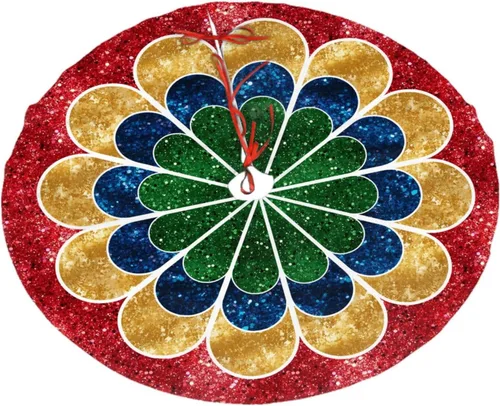 Miniatura 14 de Falda de árbol de Navidad, adornos rojos para árbol de Navidad de felpa suave blanca con patrón nevado para decoraciones de fiesta de vacaciones, 36