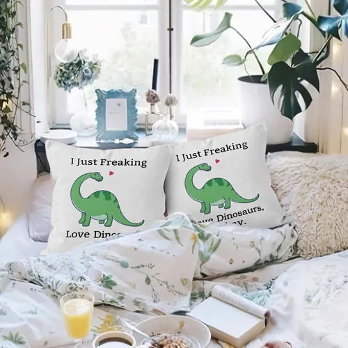 Miniatura 3 de HIWX Fundas de almohada de dinosaurio de 18 x 18 pulgadas de doble cara, regalos para amantes de los dinosaurios para niños, niñas, mujeres