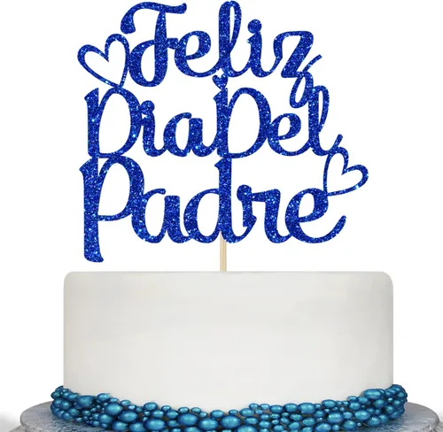 Feliz Día del Padre - Decoración para tartas, decoración para tartas del día del padre, decoración de fiesta del día del padre, purpurina azul