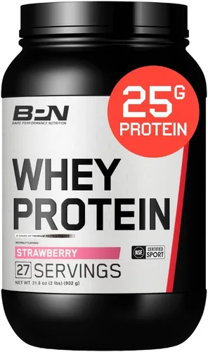 Miniatura 10 de BARE PERFORMANCE NUTRITION, Mezcla de proteína de suero BPN + proteína de caseína en polvo, vainilla, 25g de proteínas por porción, apoya