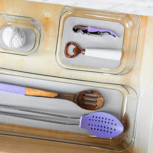 Miniatura 4 de madesmart Organizador de almacenamiento mediano transparente, forro de agarre suave de alta calidad, base antideslizante, para utensilios de cocina