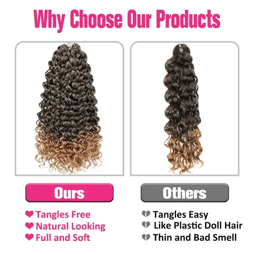 Miniatura 5 de Unionbeauty Paquete de 8 Cabello de Ganchillo GoGo Curl - 18 Pulgadas Extensión de Cabello Rizado Sintético Onda de Agua para Mujeres Negras - Rizo