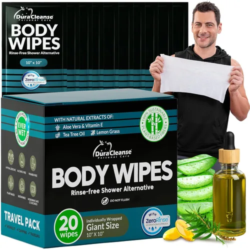 Miniatura 9 de DuraCleanse - Toallitas de limpieza corporal sin enjuague para adultos, extragruesas y desechables para incontinencia y campamento, 100 toallitas XL