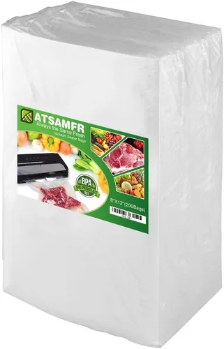 Bolsas selladoras al vacío de 200 cuartos de galón de 8 x 12 pulgadas sin BPA, resistentes, ideales para almacenamiento de aspiradora o cocción al
