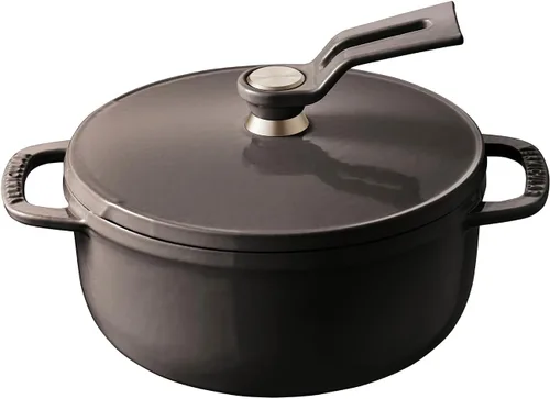 Miniatura 21 de Olla para Horno Holandés Vermicular 2.0 Olla de Hierro Fundido Esmaltada Ligera 18cm (2 qt) No Tóxica Compatible con Inducción Horno Mate