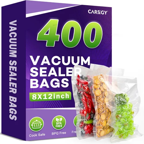 Miniatura 10 de CAREGY Bolsas selladoras al vacío de 200 cuartos de galón de 8 x 12 pulgadas sin BPA para almacenamiento de alimentos, preparación de comidas o al