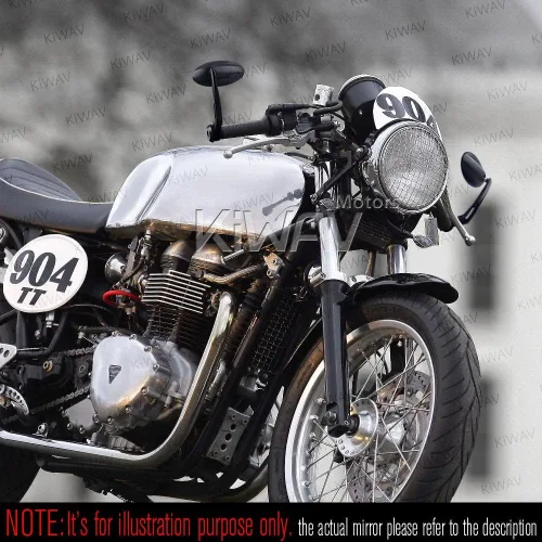 Miniatura 2 de KiWAV Espejos de extremo de barra de motocicleta ultra negro compatible con manillar roscado M6