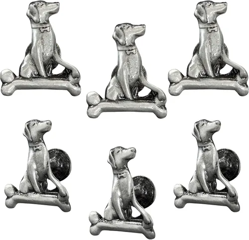 Paquete de 6 perillas metálicas para armario de perro y hueso para mascotas, para armario, cajón, aparador, puerta, manijas de un solo agujero