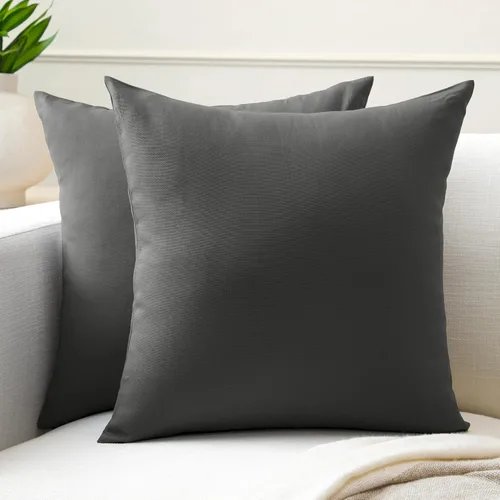 Miniatura 64 de Encasa XO Juego de 2 fundas de almohada de 12 x 12 pulgadas, color beige, sin rellenos, fundas de almohada de algodón para sala de estar, cama