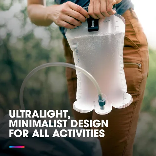 Miniatura 2 de HydraPak Velocity Depósito de hidratación (1.5L, 2L, 3L), cámara de agua ultraligera, válvula de mordida autosellante, a prueba de fugas
