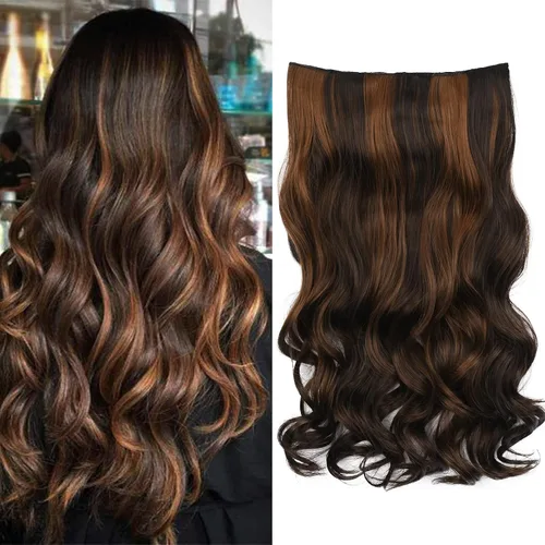 Miniatura 15 de REECHO Extensiones de cabello rubio, extensiones de una pieza con clip de 20" para mujer, extensiones de cabello sintético suave y natural con ondas
