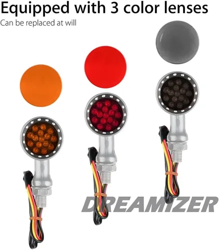 Miniatura 3 de DREAMIZER Señales de Giro para Motocicleta Luz LED Tipo Bala Cromada Universal para Bobber Chopper Cafe Racer Sportster Softail Cruiser - Carcasa