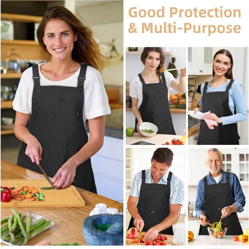 Miniatura 6 de Aprons for Women with Pockets Adjustable Double-Sided Wearable Durable Lightweight Chef Cooking Kitchen Restaurant