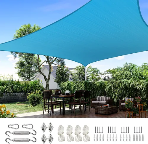 Miniatura 17 de Toldo Quictent de polietileno de alta densidad, 6.53 oz/m², rectangular, para exteriores, 98 % protección UV, kit de herramientas, sombra para patio