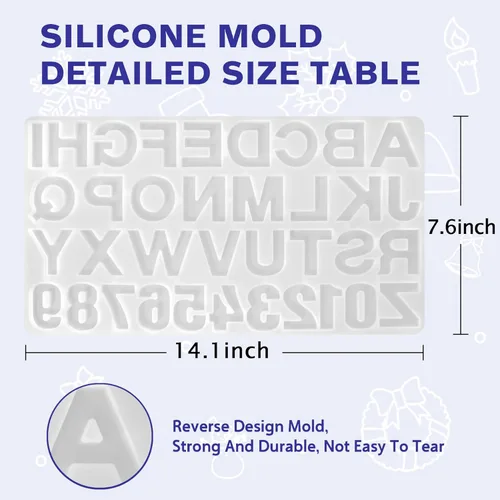 Miniatura 3 de Kit de inicio de moldes de alfabeto de resina IGaiety, 169 piezas de moldes de silicona para llaveros con letras al revés, moldes de números