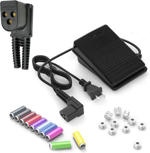 Miniatura 10 de Pedal y cable de alimentación para máquina de coser Brother, compatible con Brother #J00360051 JX2517 LX3817 1034D XL2600i LS2125 XM2701 LX3125