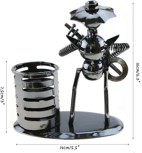 Miniatura 5 de Música Tema de Músico Sombrero de Hierro Hombre Arte de Acero Metal Personalidad Creativa Lápiz Titular de Lápiz Taza Oficina Estudiantes Escritorio