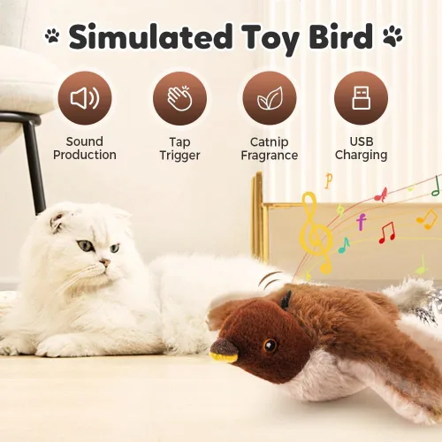 Miniatura 2 de JUDUNA Juguete de Gato de Alas Aleteadas, 2026 Nuevo Juguete Interactivo de Aves Canturreante y Volador para Gatos con Control Remoto, Juguete