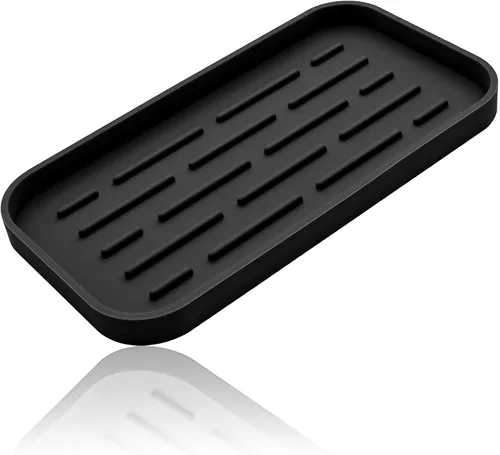 Miniatura 10 de Bandeja organizadora de silicona, soporte de jabón y esponja para fregadero de cocina, baño, bandeja de almacenamiento para cepillo de platos