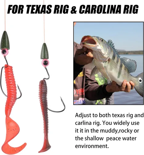 Miniatura 4 de Pesas de pesca, pesos de pesca con bala, plomos de gusano, plomos pintados para pesca de lubina, aparejos de Texas, aparejos de Carolina para agua