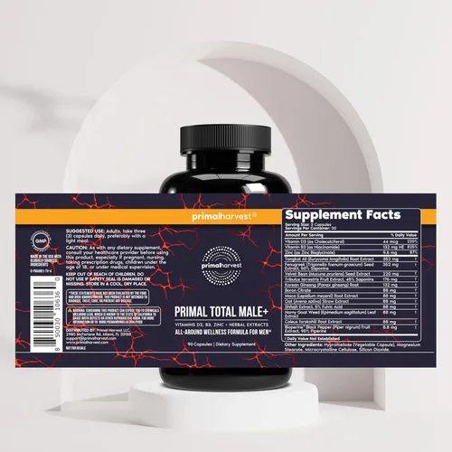 Miniatura 5 de Primal Harvest Total Male+ Multivitamínico para Hombres Vitaminas, Minerales y Apoyo Herbal para Energía, Vitalidad, Salud Inmunológica