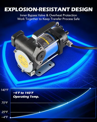 Miniatura 5 de Orion Motor Tech Bomba de transferencia de gasolina de 12 GPM, bomba de transferencia de combustible eléctrica de 12V con cebado para diesel, Bomba