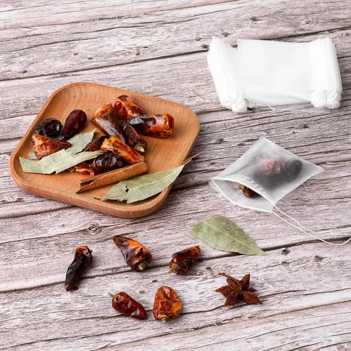 Miniatura 6 de 100 bolsas de té sueltas, bolsas de filtro de té, bolsas de malla desechables con cordón pequeño, bolsas de té vacías para café, bolsita