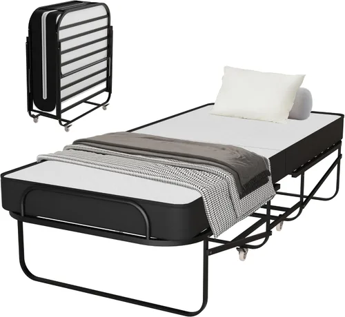 Treaton, Cama plegable plegable de 16 pulgadas con colchones de espuma viscoelástica de 5 pulgadas, marco plegable de metal resistente, totalmente