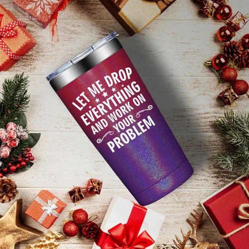 Miniatura 4 de BIRGILT Let Me Drop Everything and Work on Your Problem, Vaso Térmico de 20oz - Regalos para Compañeros de Trabajo para Navidad - Divertidos Regalos