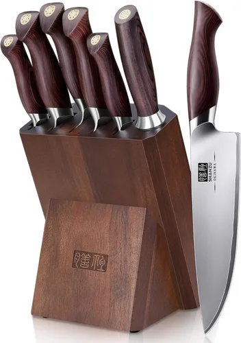 Miniatura 10 de SHAN ZU Juego de cuchillos japoneses de 3 piezas, juego de cuchillos de chef de acero inoxidable 10Cr15Mov de alto carbono, juego de cuchillos