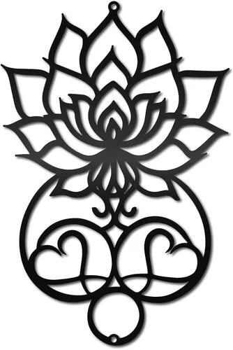 Miniatura 8 de DUOOLN Decoración de Pared de Mandala de Metal, Arte de Pared de Metal de Flor de Loto Moderna Negra, Decoración de Meditación Espiritual de Loto