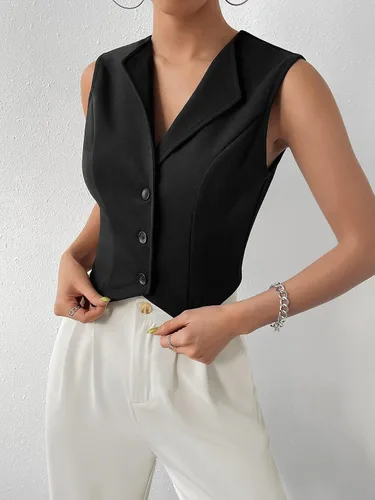 Miniatura 6 de Floerns Chaleco corto sin mangas con cuello en V para mujer