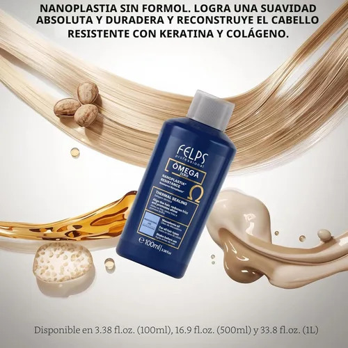Miniatura 5 de Felps Professional Omega - Sellado Térmico y Nanoplastia Única Cero - Tratamiento para Alisar y Suavizar el Cabello - Blowout de Queratina Brasileña