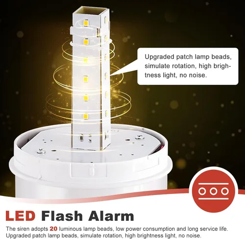 Miniatura 3 de Alarma de sirena industrial de 120 dB, alarma de luz y sonido IP55 para exteriores, sirena impermeable con luz para oficina, hogar, fábrica