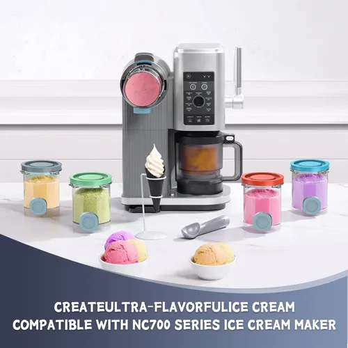 Miniatura 6 de Pintas de repuesto y tapas de colores para creami Ninja Swirl NC700, NC701 Series Ice Cream & Soft Serve Makers, paquete de 4 recipientes de crema
