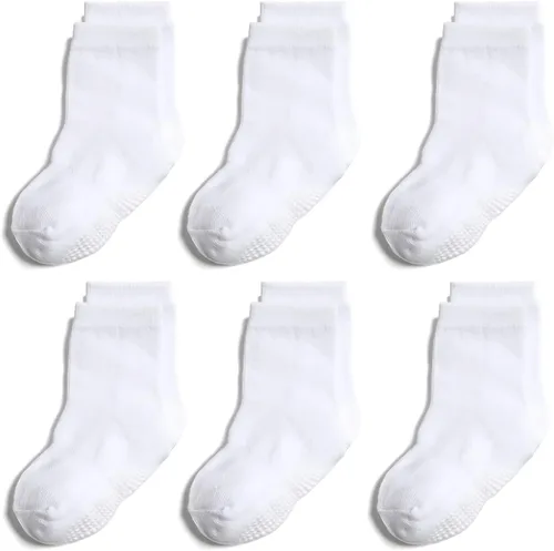 Miniatura 13 de 6 pares de calcetines antideslizantes acogedores y cálidos tipo crew con agarres para bebés, infantes, niños pequeños, niños y niñas